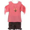 thumbnail image 1 of Big Girl Cold Shoulder Top Shirt Short Ruffle Pant Summer Girl Clothing Set Coral 14 JKS 2113 BNY Corner, 1 of 3