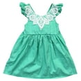 thumbnail image 1 of Big Girl Dress Kids Ruffle Sleeve Lace Party Birthday Flower Girl Dress Green 7 2XL (400404), 1 of 2