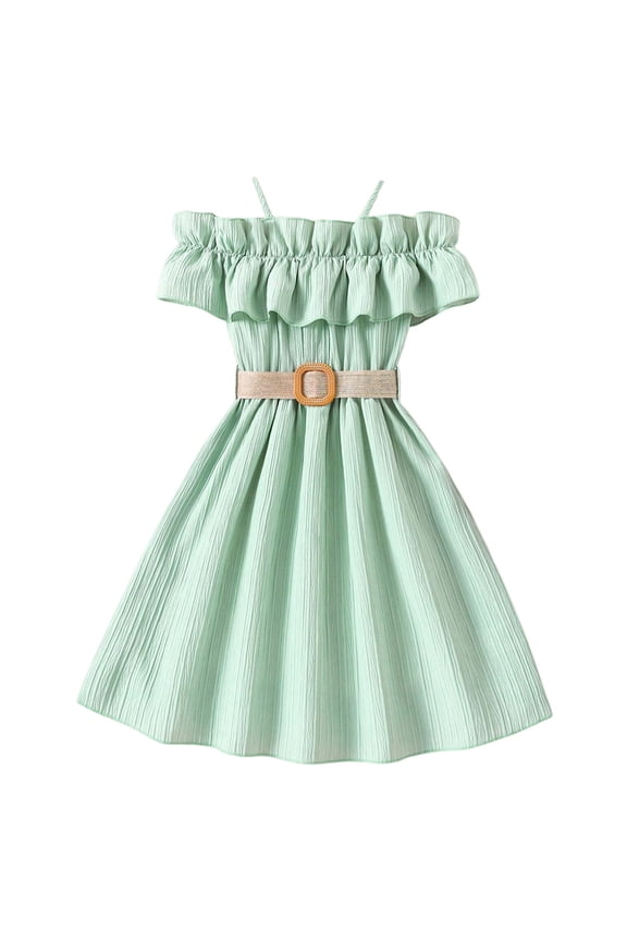 Big Girl Dresses Sleeveless Solid Princess Dance Party Clothes Dresses for Girls Size 9-10T,Green