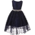 thumbnail image 1 of Big Girl Flower Girl Dress Hi-Low Style Lace Allover Navy 14 MBK360, 1 of 4