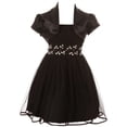 thumbnail image 1 of Big Girl Girls Dress Set Sequin Rhinestone Tulle Bolero Flower Girl Dress USA Black 12 JKS 2144 BNY Corner, 1 of 5