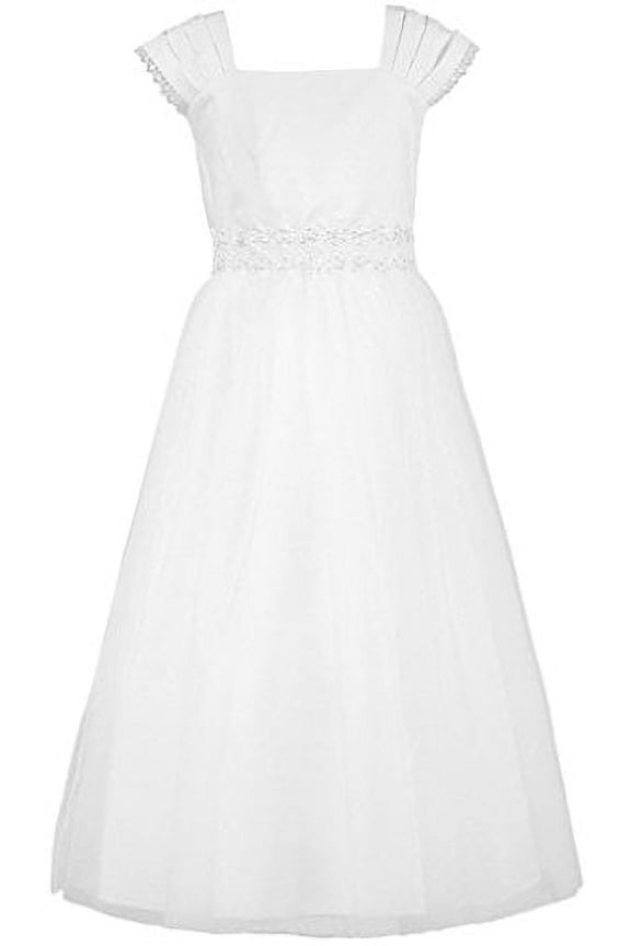 Big Girl Graceful Layerd Cap Sleeve First Communion Long Dress White 14 KD.222