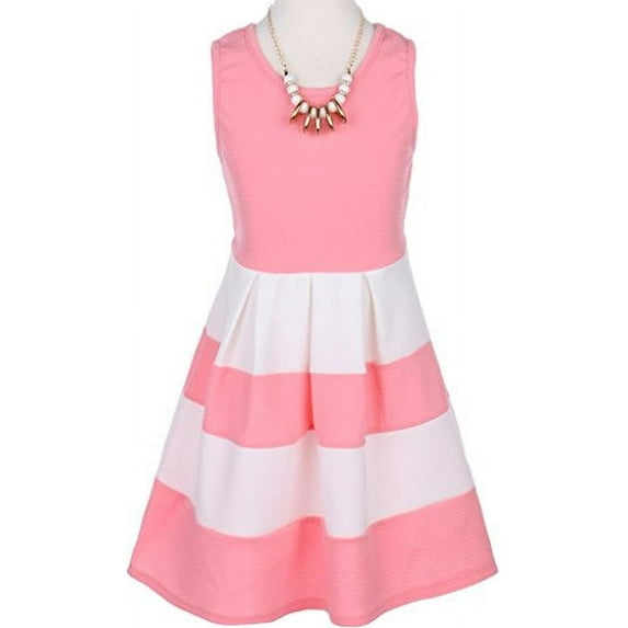 Big Girl Keyhole Back with Strap Bottoms and Necklace Pink 10 JKS2077