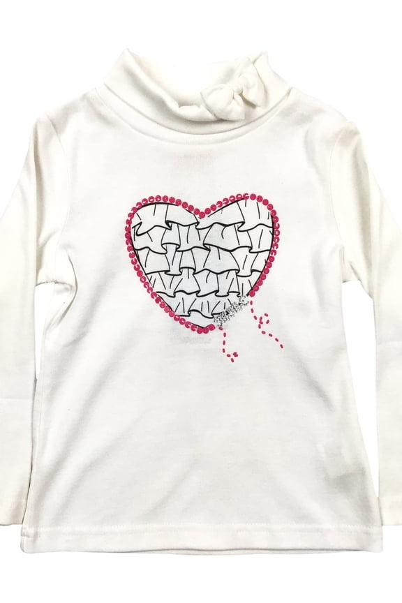 Big Girl Kids Long Sleeve Heart Casual Cotton T-Shirt Tee Top Off White 12 150 (24132020) BNY Corner