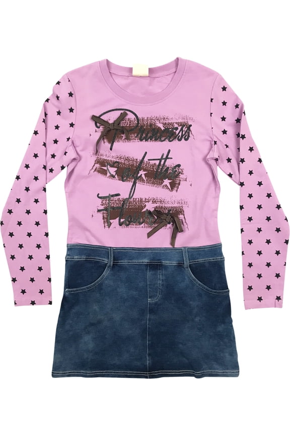 Girl Star Bow Glitter Princess Jean Casual Party Holiday Girl Dress