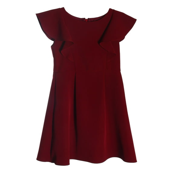 Big Girl Princess Aline Ruffle School Party Holiday Flower Girl Dress (K43D6) Burgundy 16.5