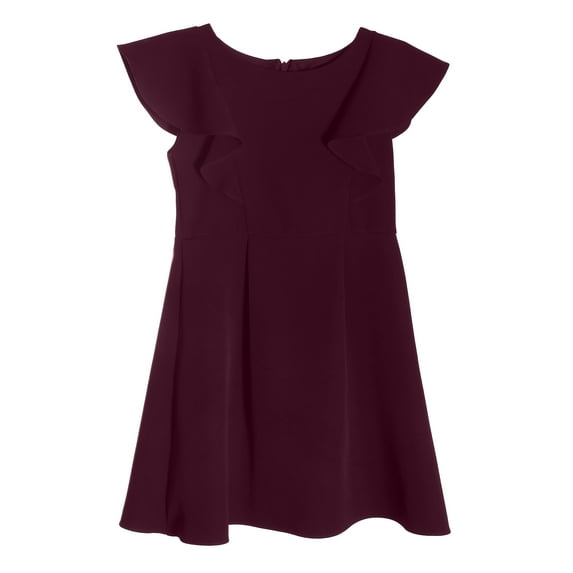 Big Girl Princess Aline Ruffle School Party Holiday Flower Girl Dress (K43D6) Eggplant 16.5