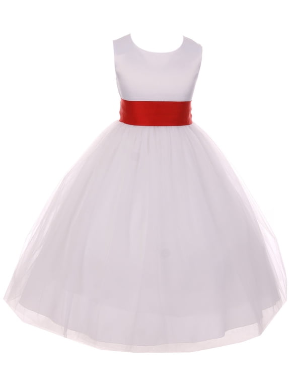 Big Girl Satin Customizable Big Bow Communion Wedding Flower Girl Dress Red 14 KD 411 WT BNY Corner