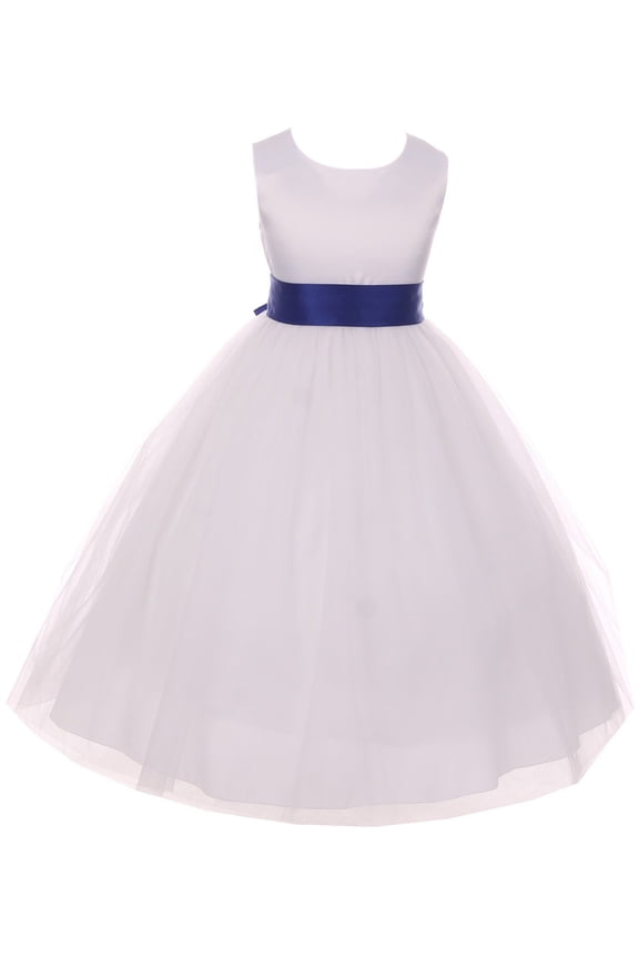 Big Girl Satin Customizable Big Bow Communion Wedding Flower Girl Dress Royal 14 KD 411 WT BNY Corner