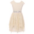 thumbnail image 1 of Big Girl Short Sleeve Floral Lace Ruffles Holiday Party Flower Girl Dress Ivory 14 JKS 2095, 1 of 3