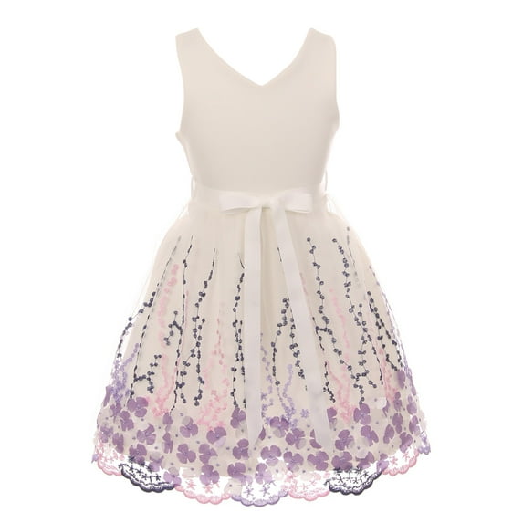 Big Girl Sleeveless 3D Flowers Embroidered Easter Summer Flower Girl Dress Off White 12 JKS 2125 BNY Corner
