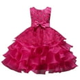 thumbnail image 1 of Big Girl Sleeveless Tulle Dress Kids Ruffles Lace Party Wedding Tutu Dresses 3-15T, 1 of 4