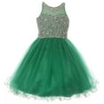 thumbnail image 1 of Big Girl Sweetheart Beaded Tulle Pageant Junior Bridesmaid Wedding Flower Girl Dress Emerald 16 (85C01C), 1 of 3