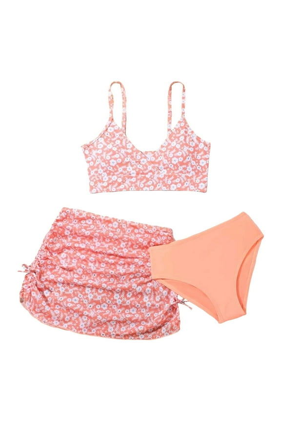 Big Girl Swimsuit 10-12 Girl's Solid Color Bikini Casual Printed Split Bikini Children's Swimsuit Beach Vacation Clothes