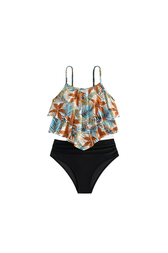 Big Girl Swimsuits 7-16 Girl Bikini Size 10 12 Bathing Suit with Adjustable Straps Bathing Suits Quick Dry Swimsuit Swimsuits Tropical Print Swimwear Beach Vacation Swimsuit