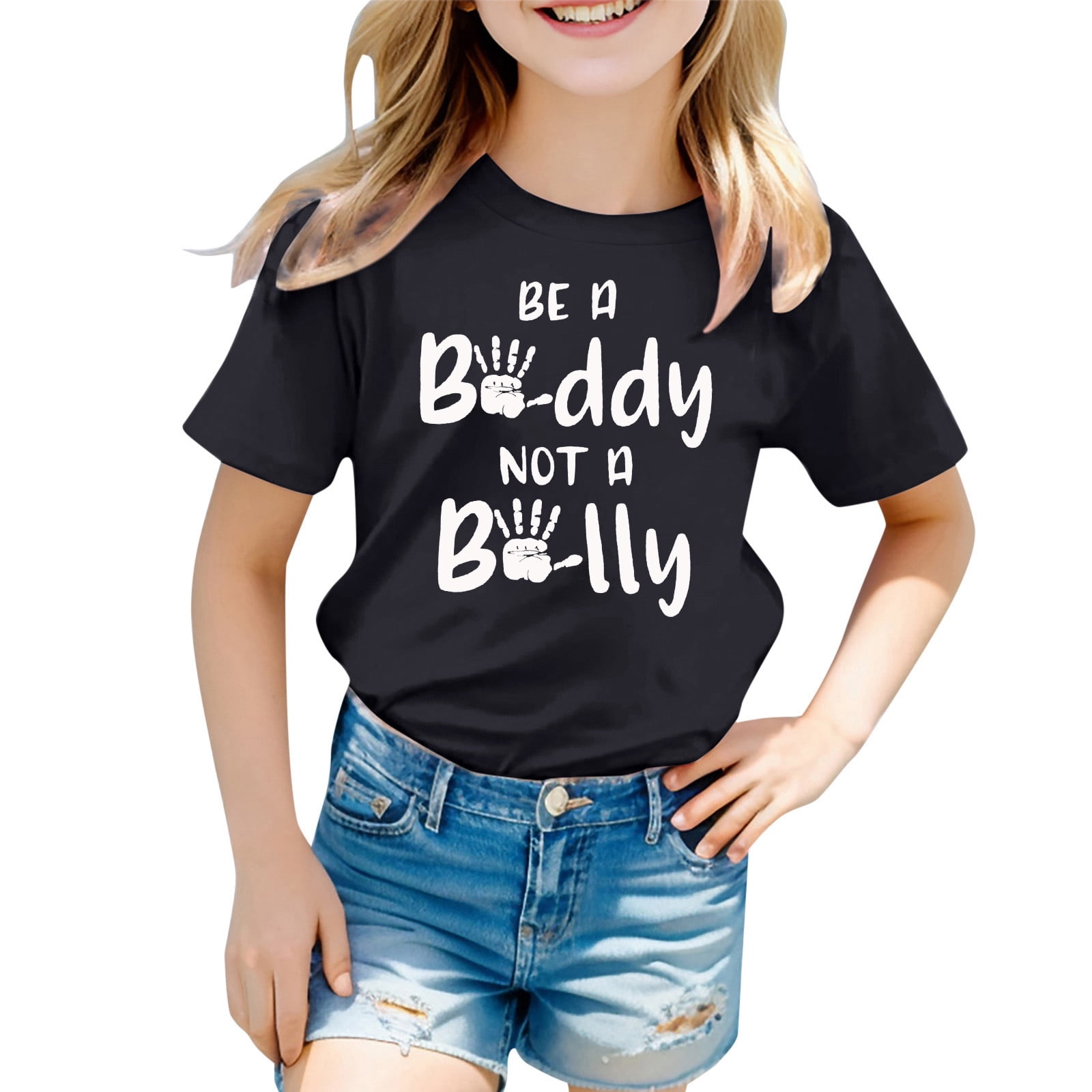 Big Girl T Shirt Crew Neck Letter Pattern Prints Short Sleeve Crop Tank ...