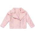 thumbnail image 1 of Big Girl's Cute Jackets Lapel Zip Up Solid Color PU Children's Slim Coats Kids Fall Outwear Size 11-12T, 1 of 6