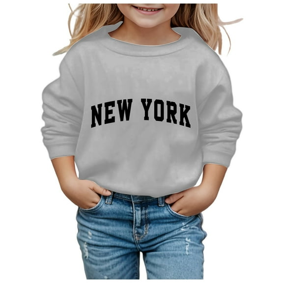 Big Girl's Hoodie New York Print Hooded Sweatshirt Graphic Sports Loose Casual Hoodies