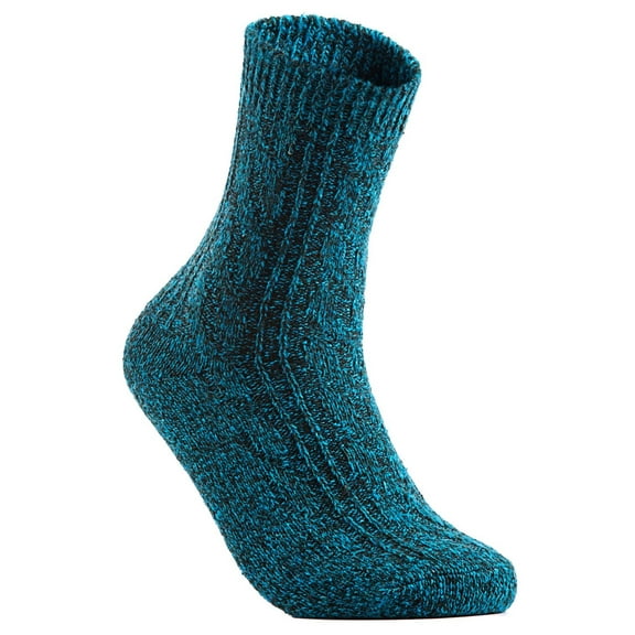 Big Girl's Women's 6 Pairs Pack Fashion Soft Wool Crew Socks One Size AHR1613(Blue)