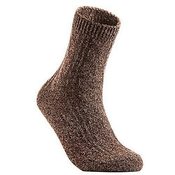 Big Girl's Women's 6 Pairs Pack Fashion Soft Wool Crew Socks One Size AHR1613Brown