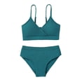 thumbnail image 1 of Big Girls 2 Piece Swimsuit Solid Spaghetti Strap Bikini Sets Beach Bathing Suit Swimwear for Teen Kids 8-14 Years, 1 of 7