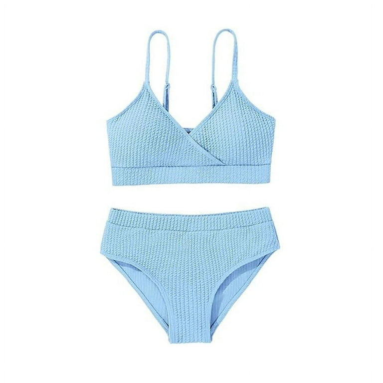 Two Piece Big Girl Beachwear Set Baju Renang Gadis Bunga Cetak Dua