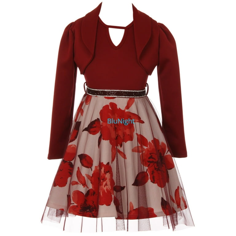 Big Girls Pieces Set Floral Bolero Jacket Holiday Party Flower