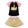 thumbnail image 1 of Big Girls' 2 Pieces Skirt Set Unicorns T-Shirt Top Tutu Tulle Skirt Set Outfit Black 7 XXL (P201507P), 1 of 3