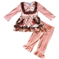 thumbnail image 1 of Big Girls' 2 Pieces Top Pant Set Polka Dot Ruffle Tunic Dress Pant Outfit Pant Outfit Pink 6 XL (P201790P), 1 of 2