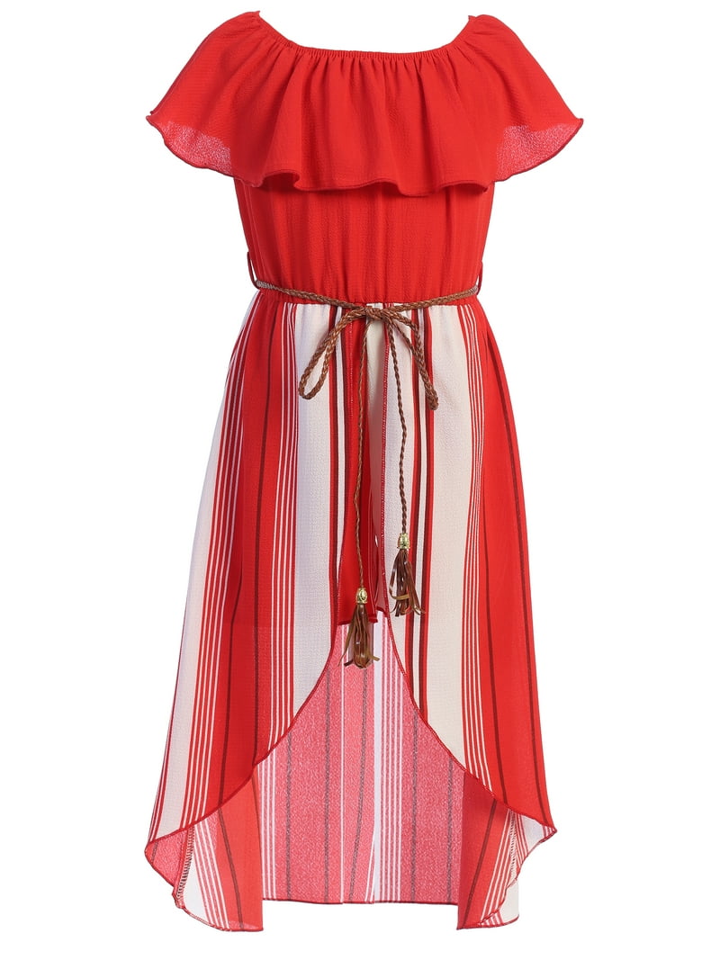 Big Girls Ways Ruffle Hi Lo Maxi Skirt Romper Belt Jumpsuit