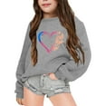 thumbnail image 1 of Big Girls' Active Long Sleeve Pullover Sweatshirt Printed Round Neck Sweatshirt Tops Size 11-12T,Gray, 1 of 6