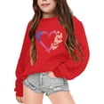 thumbnail image 1 of Big Girls' Active Long Sleeve Pullover Sweatshirt Printed Round Neck Sweatshirt Tops Size 9-10T,Red, 1 of 6