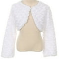 thumbnail image 1 of Big Girls' Adorable Faux Fur Pearl Button Bolero Jacket Winter White Size 10, 1 of 4