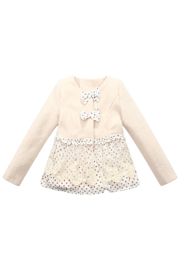 Big Girls Beige Sweet Bow Overcoat 10