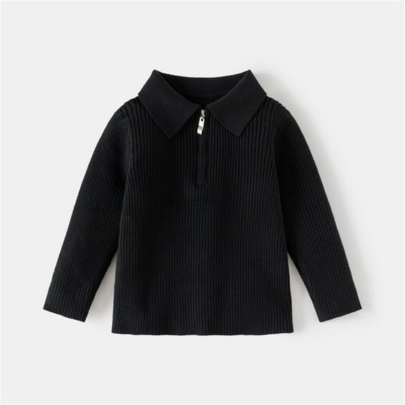Big Girls Black Knit Cotton Half Zip Polo Shirt 7 Years - Moisture-Wicking, Breathable for School & Casual Wear