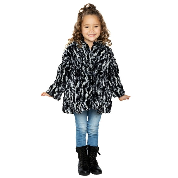 Big Girls' Button Front Faux Fur Coat