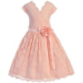 thumbnail image 1 of Big Girls' Cap Sleeve Lace Floral Overlay Sash Flowers Flowers Girls Dresses Blush 10 (J20KS66), 1 of 3