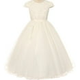 thumbnail image 1 of Big Girls' Cap Sleeve Pearl Sequin Communion Flowers Girls Dresses Ivory 8, 1 of 3