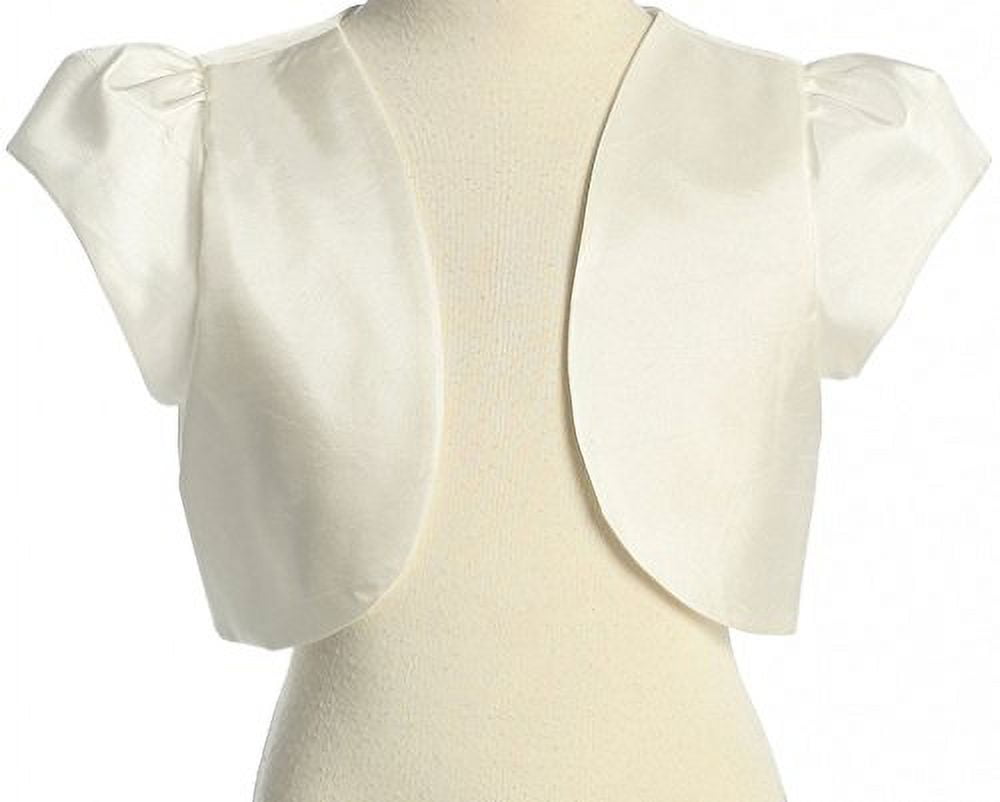Big Girls' Cap Sleeve Satin Shrug Flower Girl Bolero Jacket Pageant