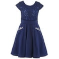 thumbnail image 1 of Big Girls' Cap Sleeve Sequin Lace Christmas Easter Wedding Flower Girl Dress Royal 10 (J21KS97), 1 of 4