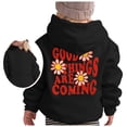 thumbnail image 1 of Big Girls Casual Long Sleeve Hoodies Letter Graphic Cute Pullovers Top Clothes Fall Pullovers Size 11-12T,Black, 1 of 5