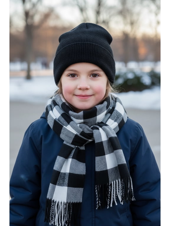 Big Girls Checkered Pattern Scarf 68 x 13 in
