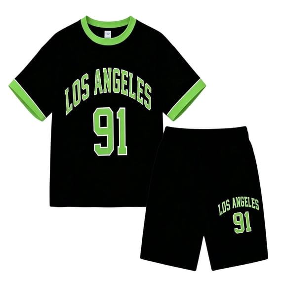 Big Girls Clothes 2 Piece Outfits Short Sleeve Tops with Letter Print and Shorts Outfits Size 9-10T