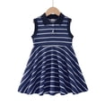 thumbnail image 1 of Big Girls Clothes Big Girls Polo Dress 7Y Girls Summer Casual Dress 8Y Girls Lapel Sleeveless Stripe Dress Dark Blue, 1 of 7