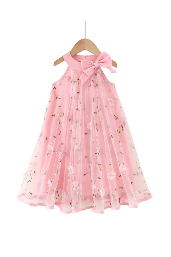 Big Girls Clothes Big Girls Tulle Dress 7Y Girls Summer Halter Dress 8Y Girls Sleeveless Solid Color Floral Dress Pink