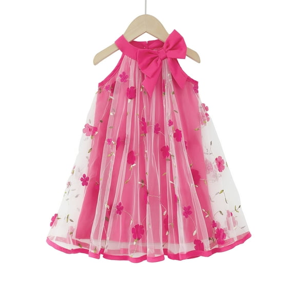 Big Girls Clothes Big Girls Tulle Dress 7Y Girls Summer Halter Dress 8Y Girls Sleeveless Solid Color Floral Dress Rose Red