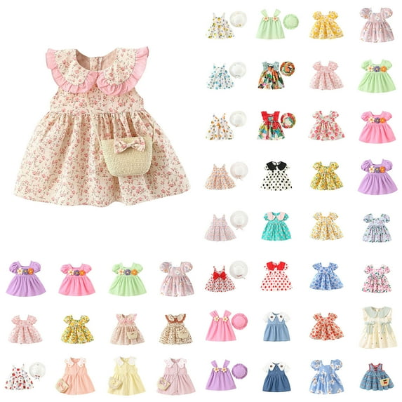 Big Girls Clothes Baby Girl Dresses 18-24 Months Casual Dress and Satchel Set Crew Neck Casual Flowy Swing Tween Sundress Dresses Party Birthday Dress Summer Vestido De NiñA Para CumpleañOs