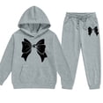thumbnail image 1 of Big Girls Clothes Outfits Bow Print Hooded Sweatshirt and Sweatpants 2 Piece Outfits Size 12-13T, 1 of 3