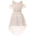 thumbnail image 1 of Big Girls Cold Shoulder Floral Lace Hi Lo Party First Communion Flower Girl Dress Off White 10 (2J1K7S6), 1 of 3