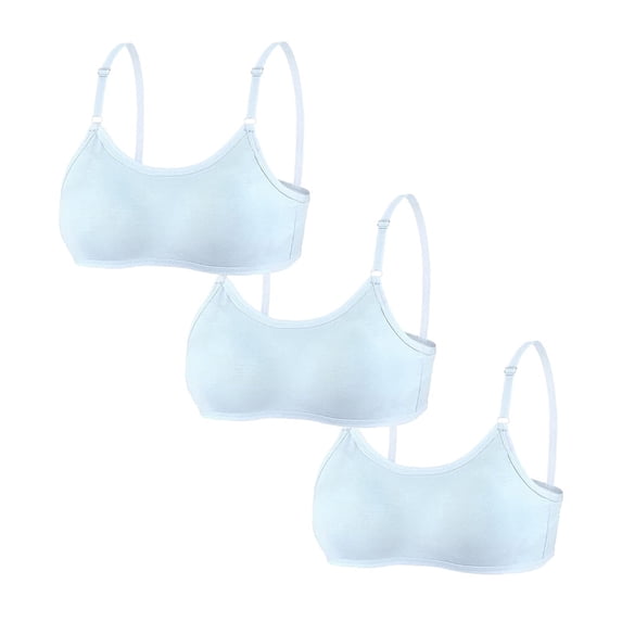 Big Girls Cotton Training Bra Value Pack Wireless Light Padded Adjustable Straps Back Closure Soft Edge Stretchy Breathable Smooth Daily Wear 10-16